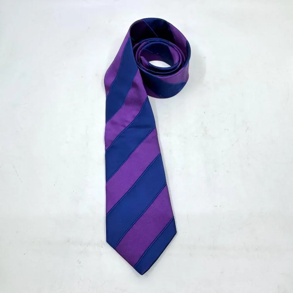 ETON Textured Blue & Purple Striped Silk Tie